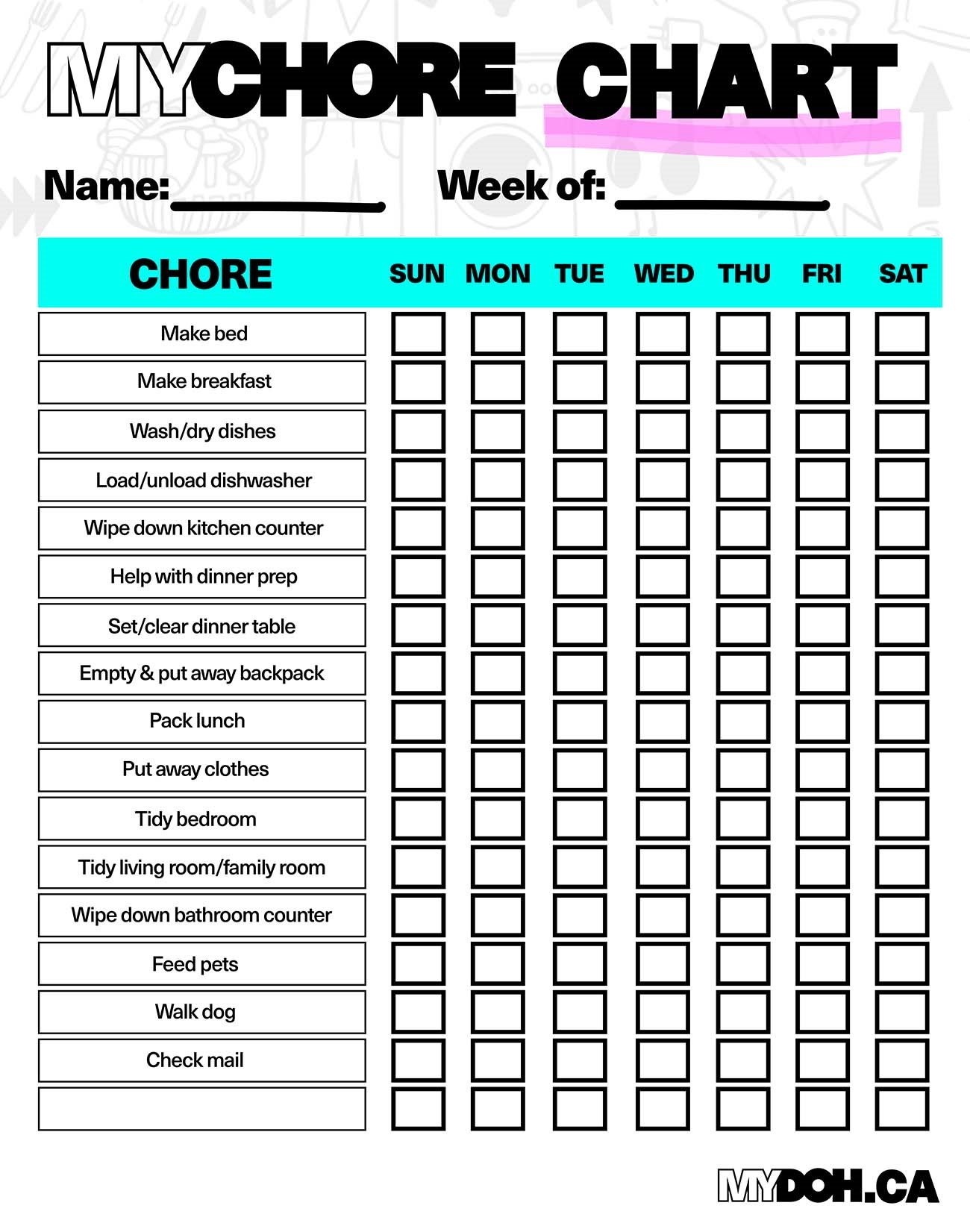 Chore Charts for Kids and Teens | Mydoh